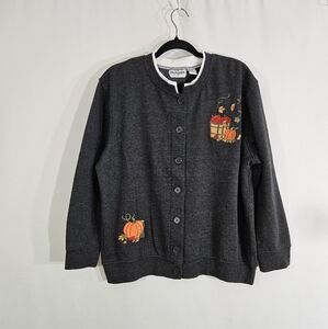 Speculation  fall pumpkin button up sweater women's size medium petite